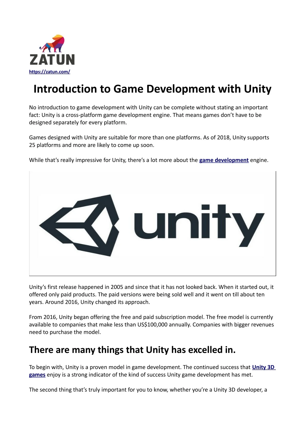 PPT - Introduction To Game Development With Unity PowerPoint ...