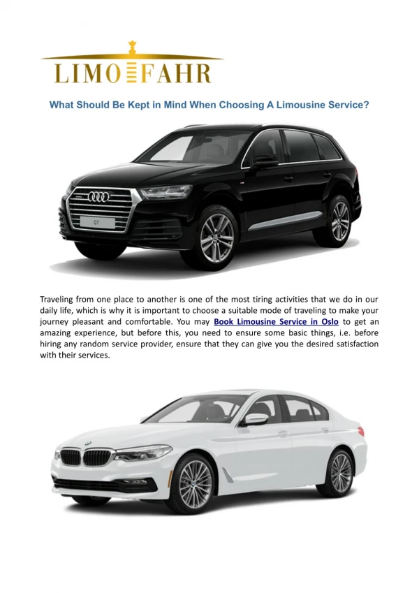 What Should Be Kept in Mind When Choosing A Limousine Service?