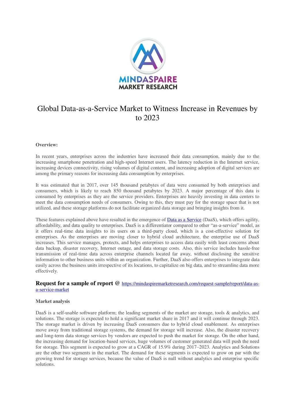global data as a service market to witness
