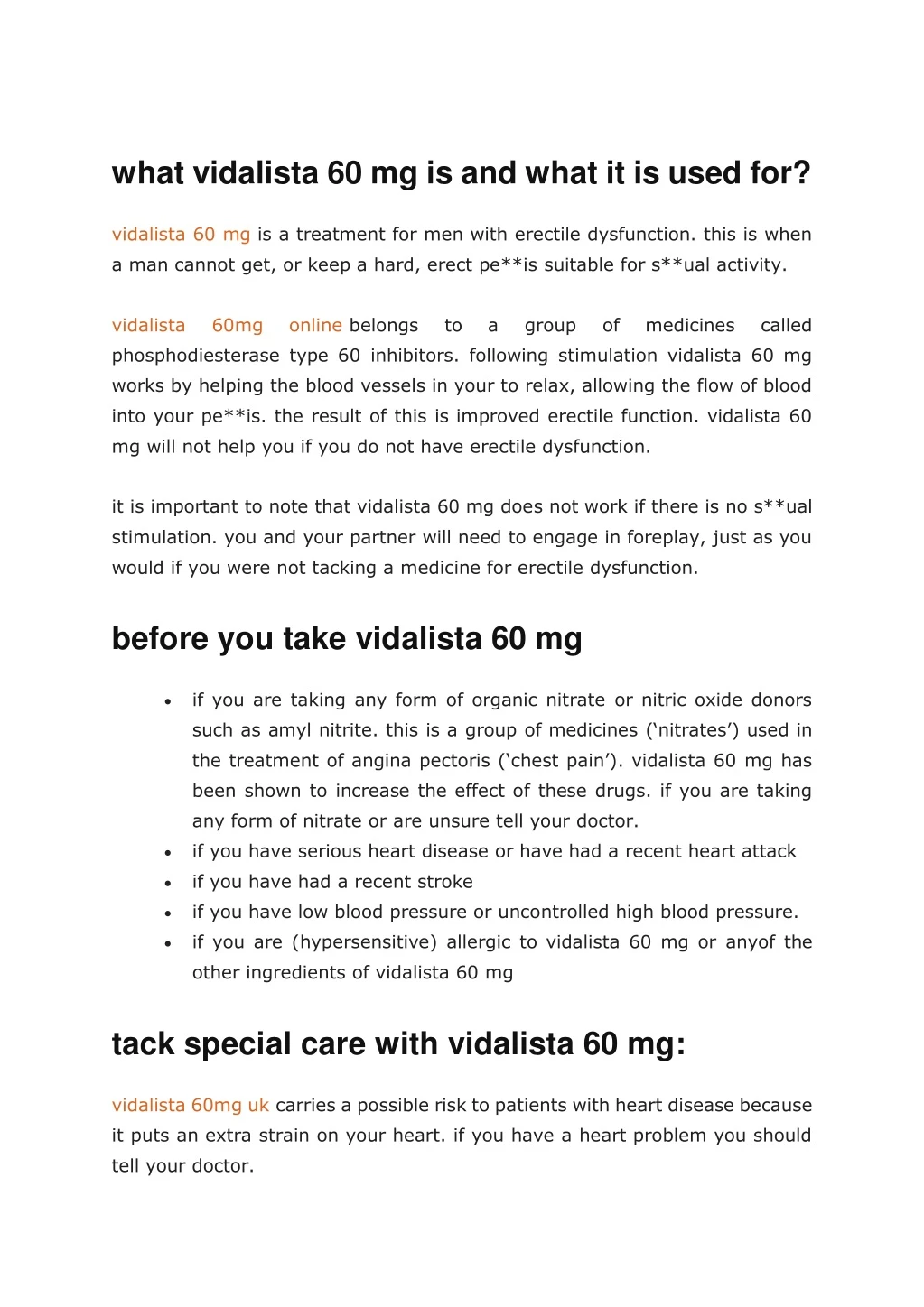 what vidalista 60 mg is and what it is used for