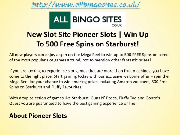 New Slot Site Pioneer Slots | Win Up To 500 Free Spins on Starburst!