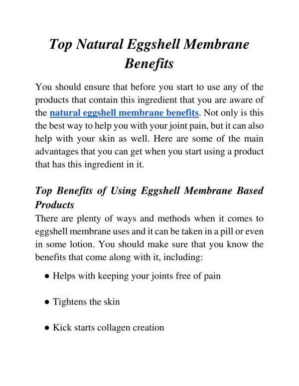 Top Natural Eggshell Membrane Benefits