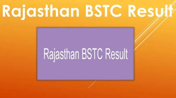 Rajasthan BSTC Result 2019 In First Week Of July @bstc2019.org Result