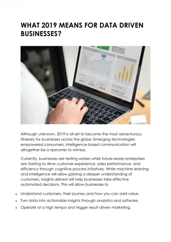 WHAT 2019 MEANS FOR DATA DRIVEN BUSINESSES?