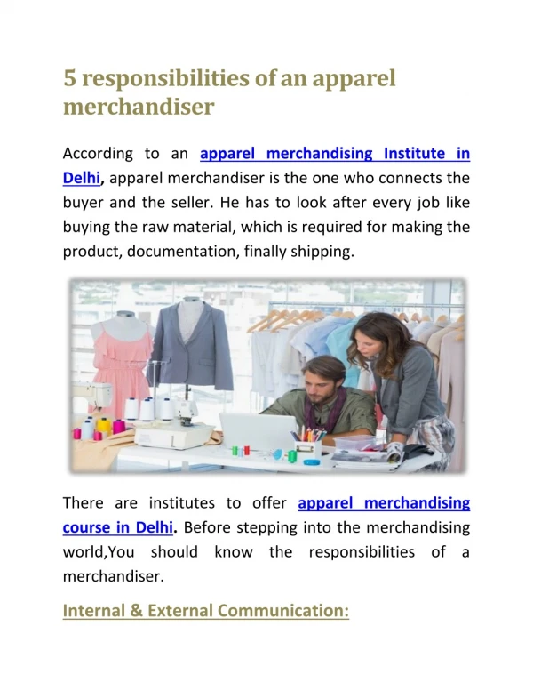 5 responsibilities of an apparel