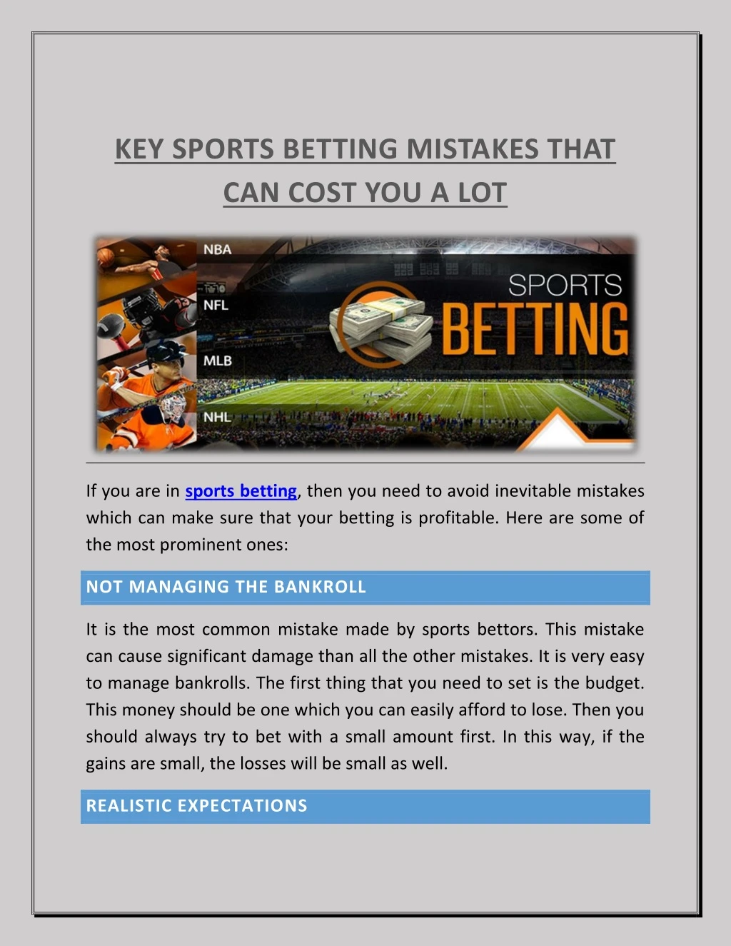 key sports betting mistakes that can cost