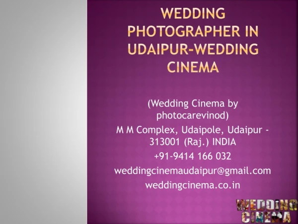 Wedding Photographer in Udaipur-Wedding Cinema