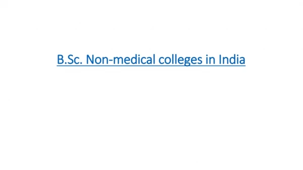 B.Sc. Non-medical colleges in India