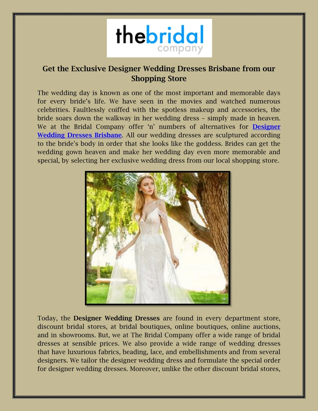 get the exclusive designer wedding dresses