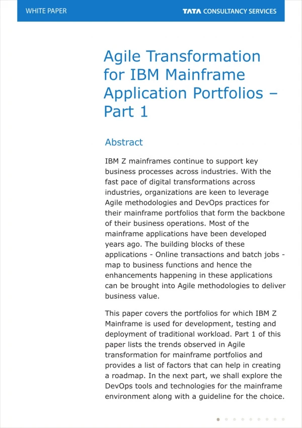 Agile Transformation Case Study: IBM Mainframe Application Portfolios - TCS