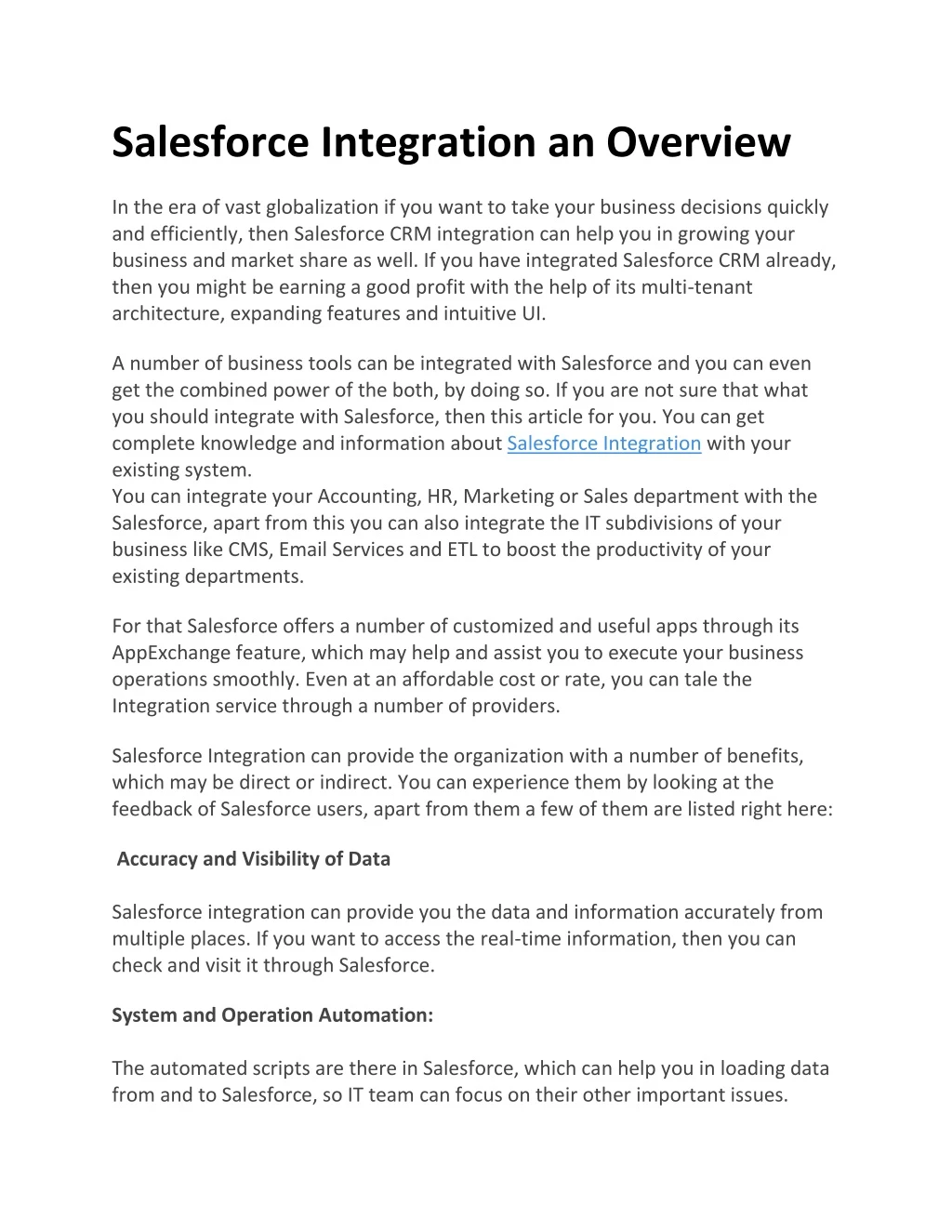 salesforce integration an overview