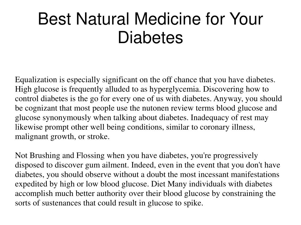 best natural medicine for your diabetes