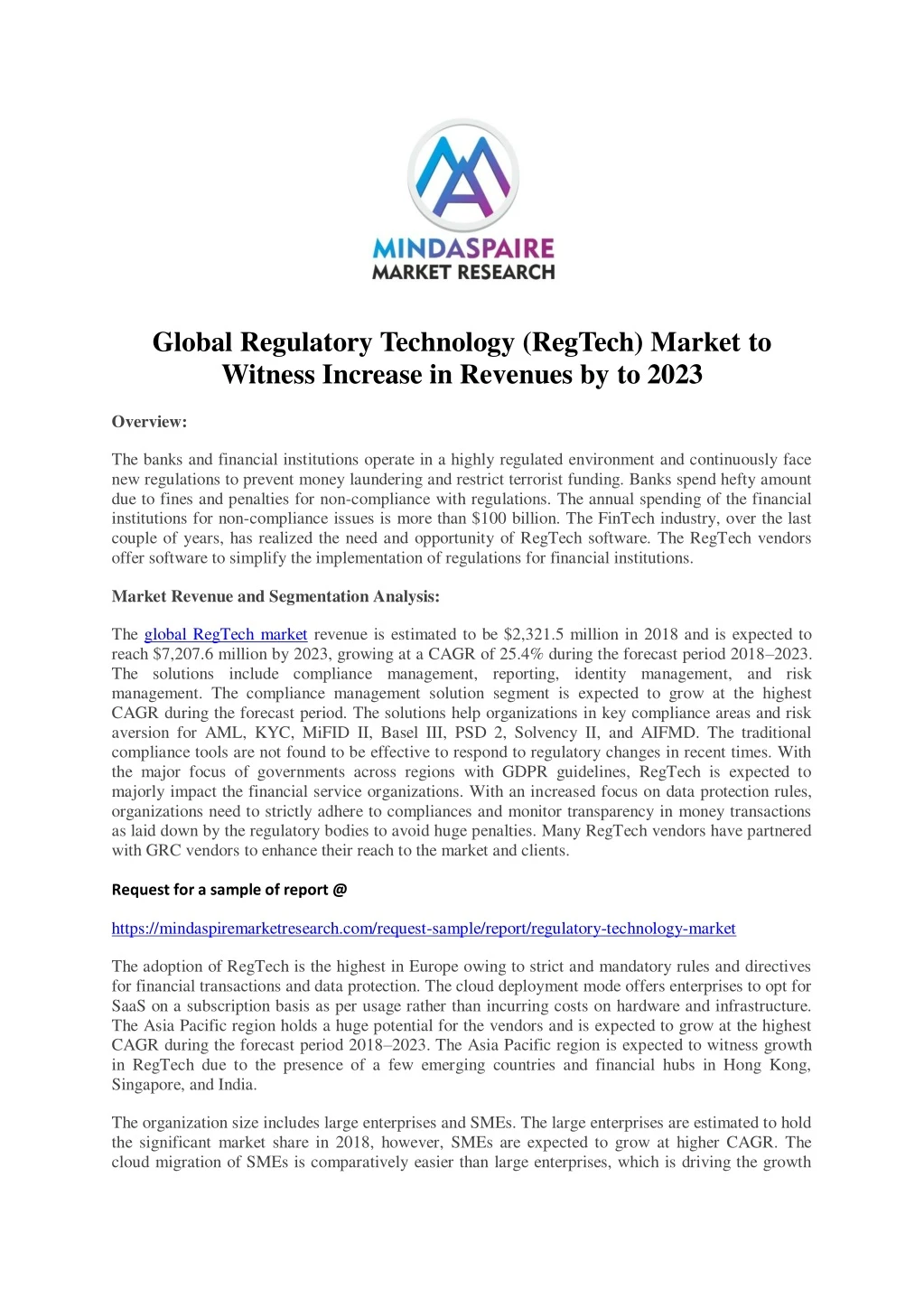 global regulatory technology regtech market