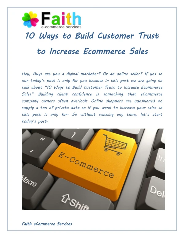10 Ways to Build Customer Trust to Increase Ecommerce Sales