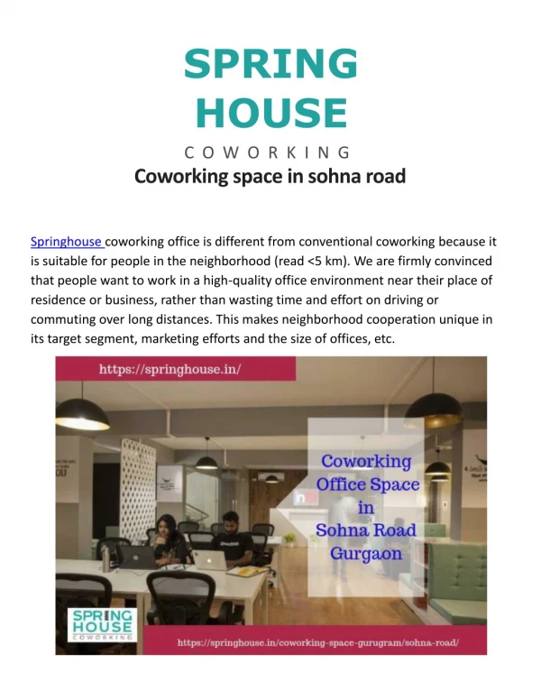 Coworking Space in Sohna Road