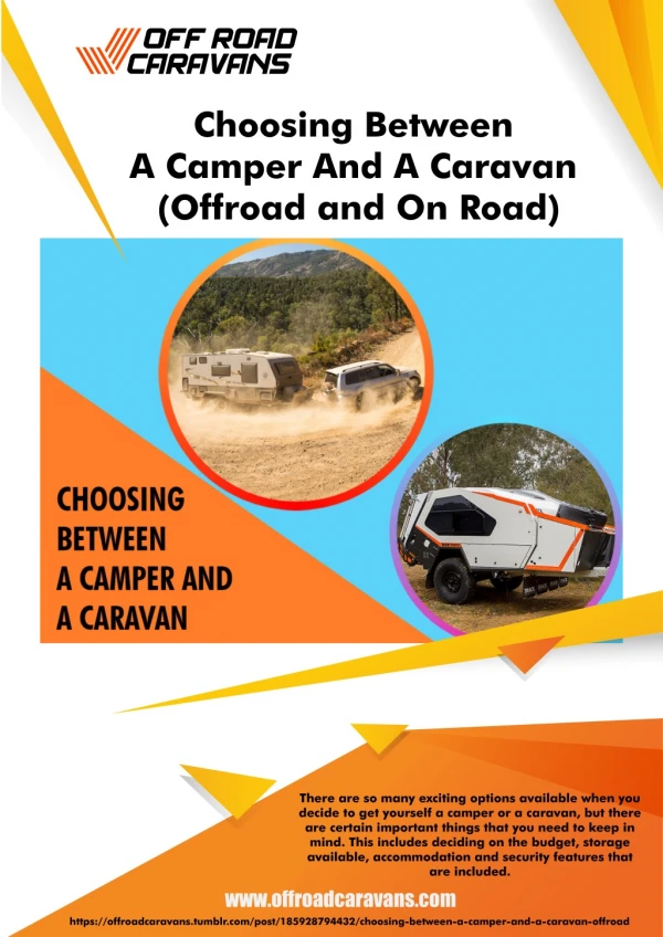 Choosing Between A Camper And A Caravan (Offroad and On Road)