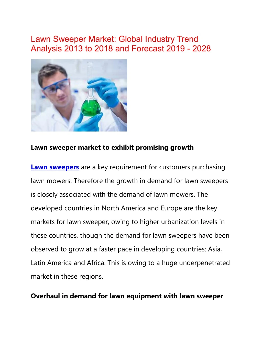 lawn sweeper market global industry trend