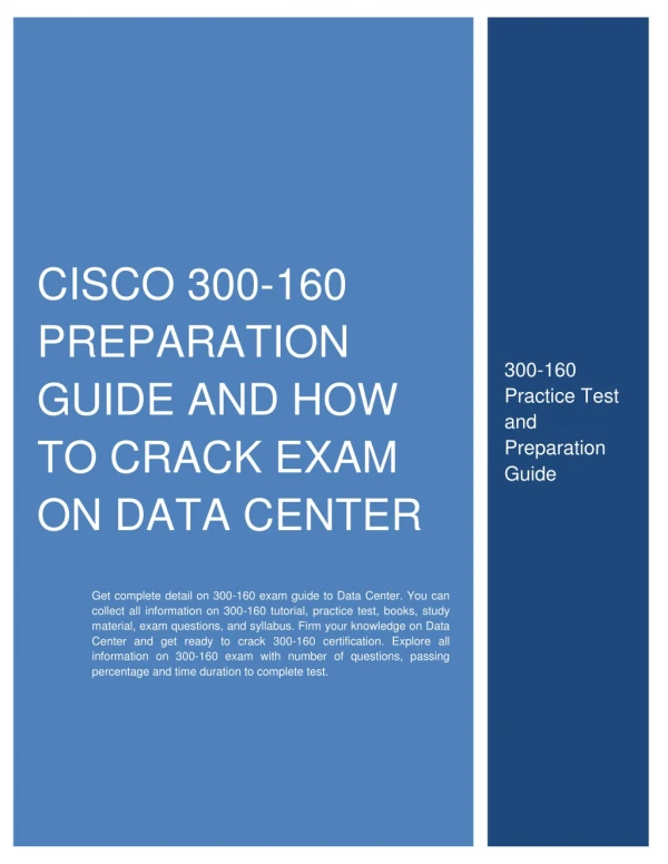 Cisco 300-160 Preparation Guide and How to Crack Exam on Data Center