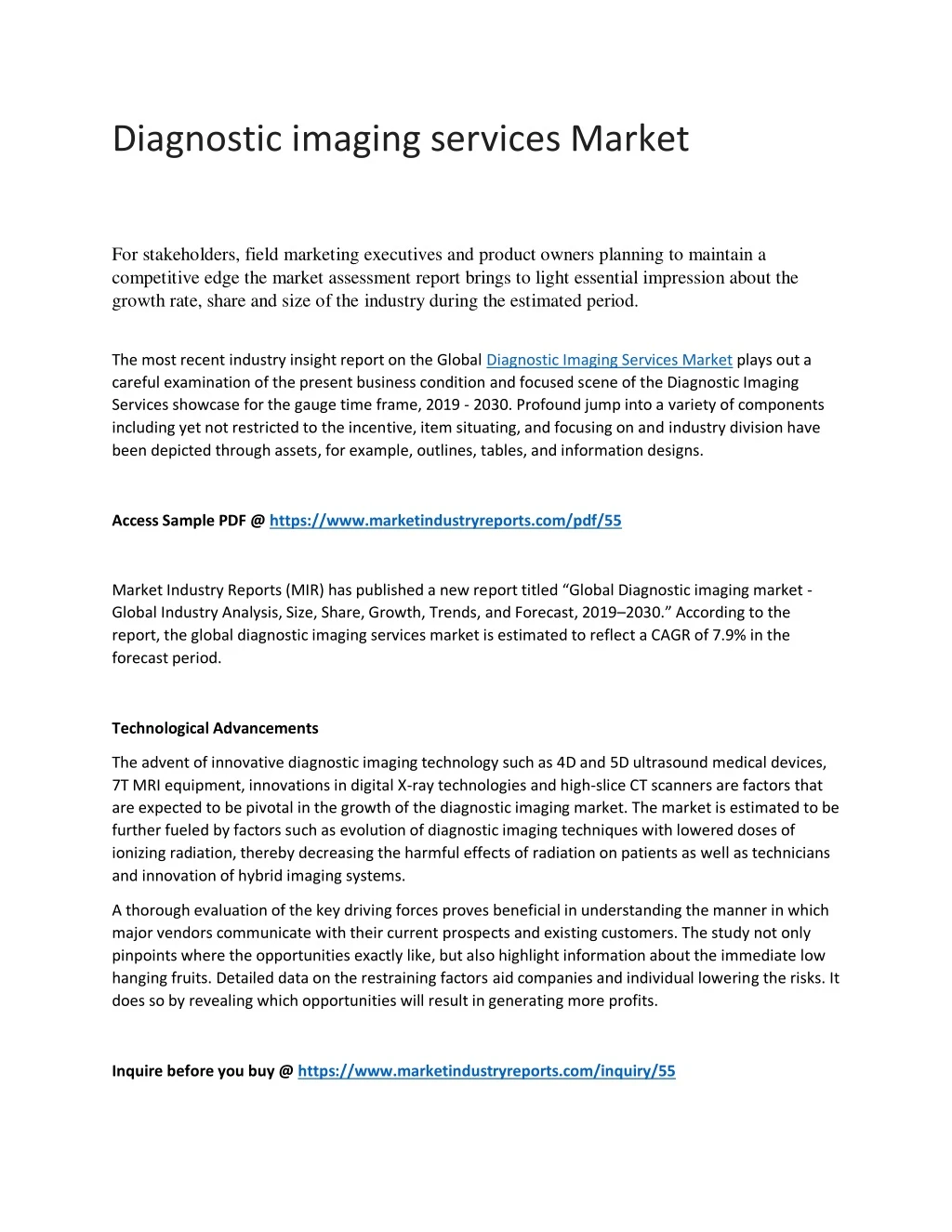 diagnostic imaging services market