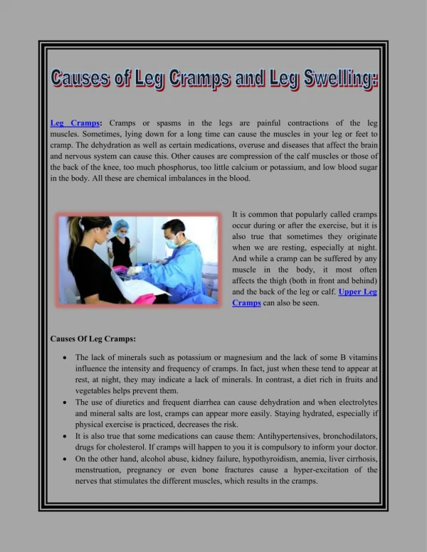 Causes of Leg Cramps and Leg Swelling