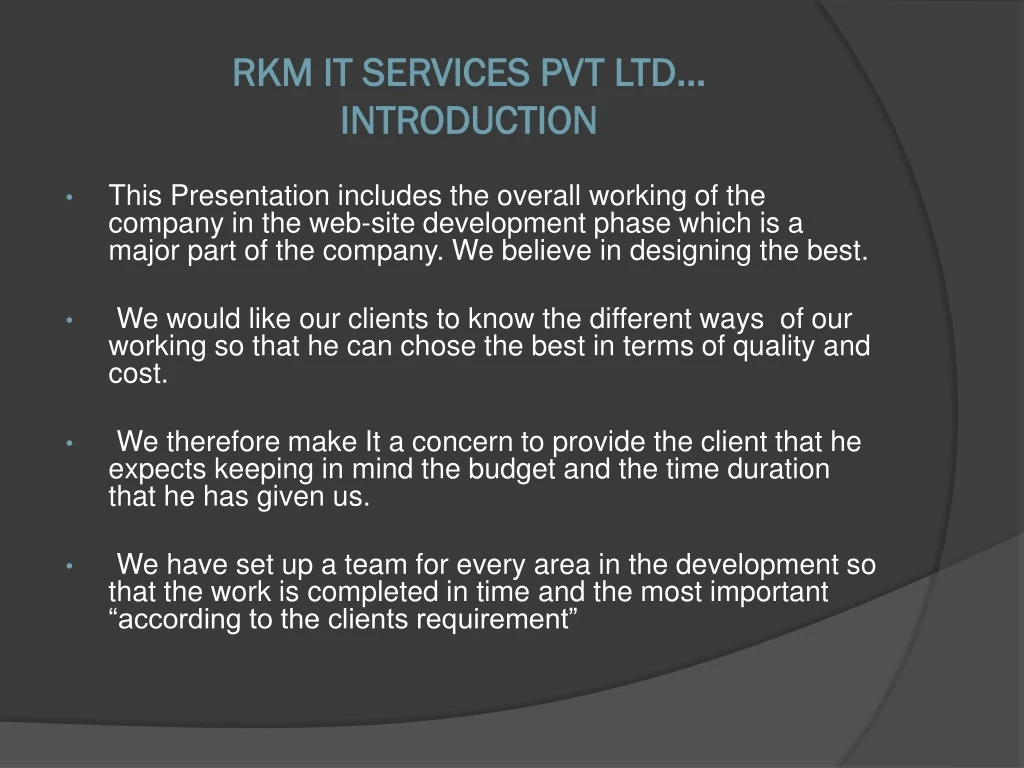 rkm it services pvt ltd introduction