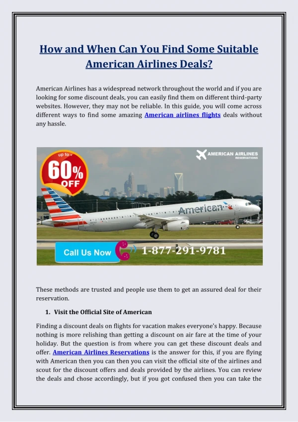 How and When Can You Find Some Suitable American Airlines Deals?