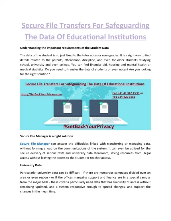 Secure File Transfers For Safeguarding The Data Of Educational Institutions