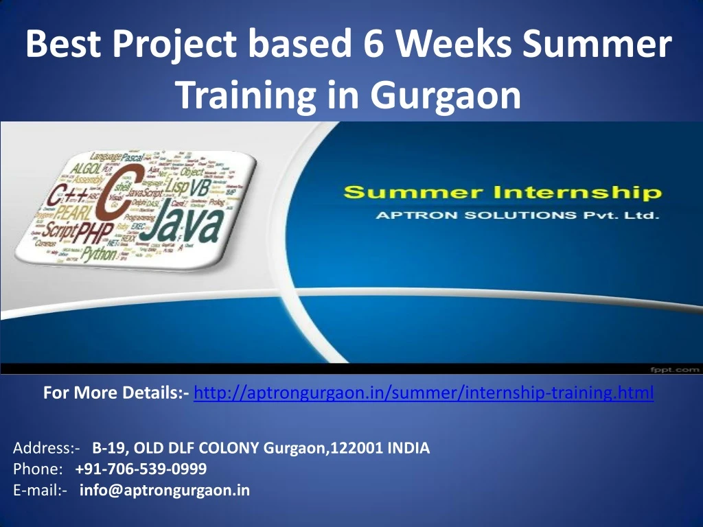 best project based 6 weeks summer training
