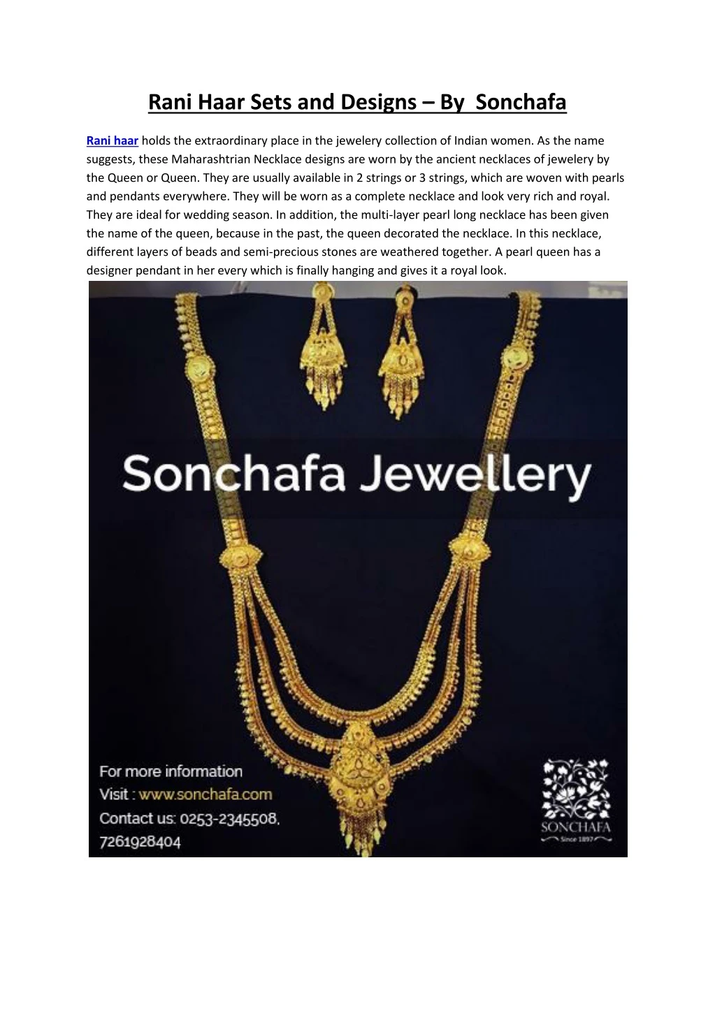 rani haar sets and designs by sonchafa