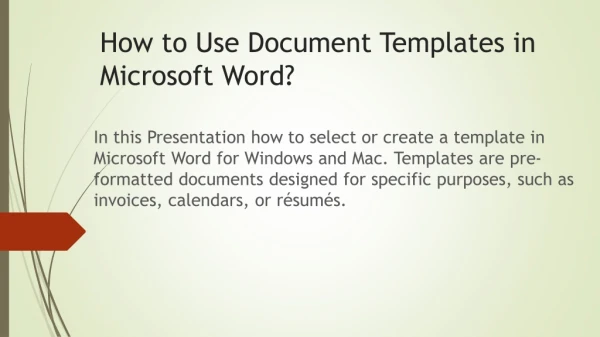 How to Use Document Templates in Microsoft Word?