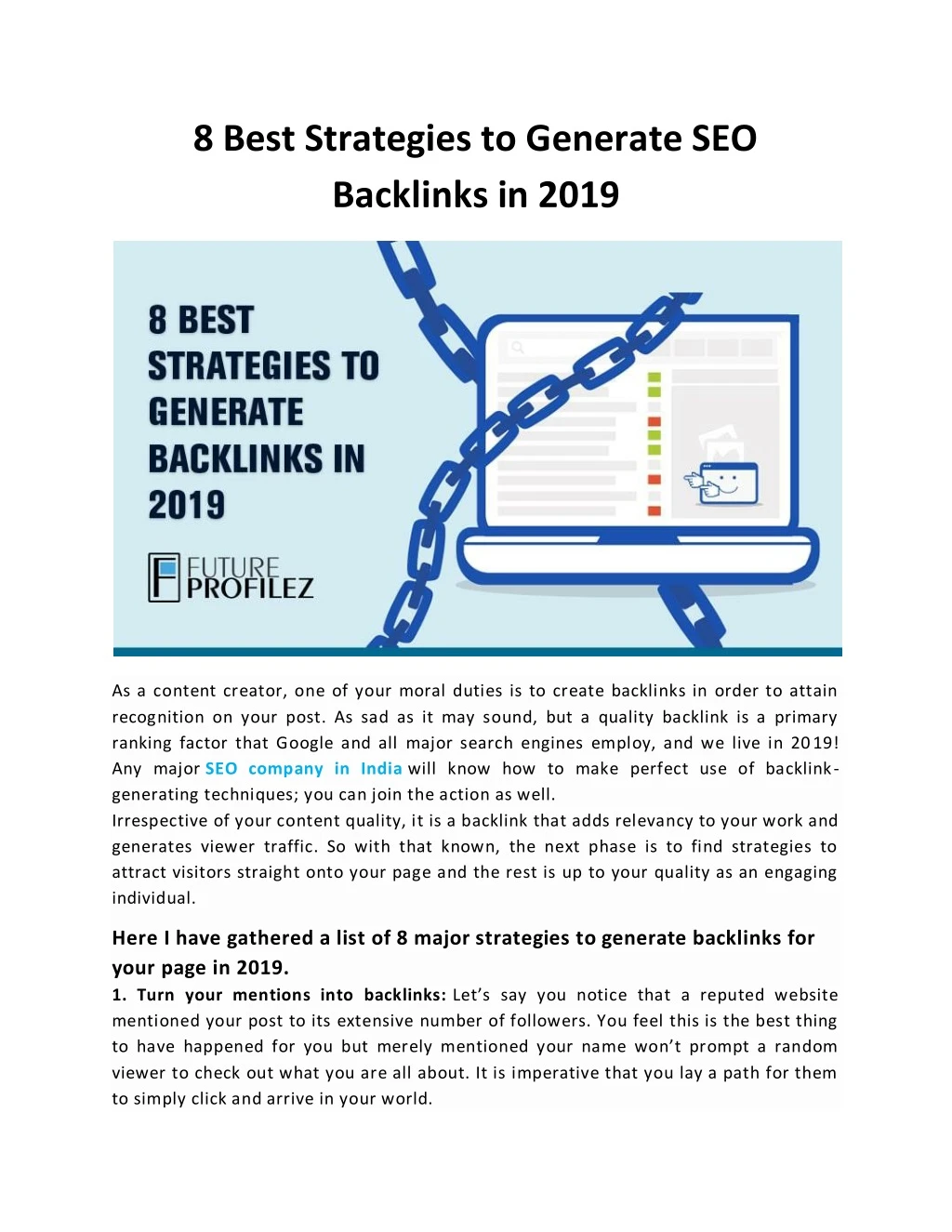 8 best strategies to generate seo backlinks