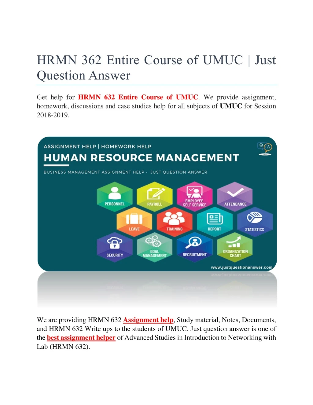 hrmn 362 entire course of umuc just question