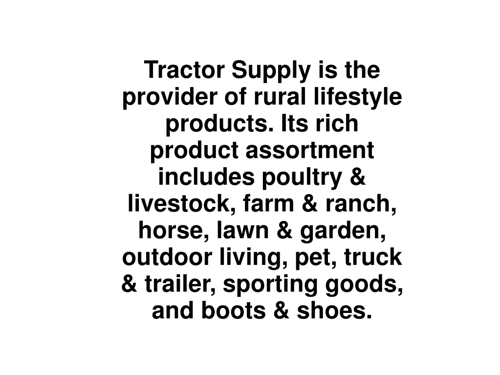 tractor supply is the provider of rural lifestyle