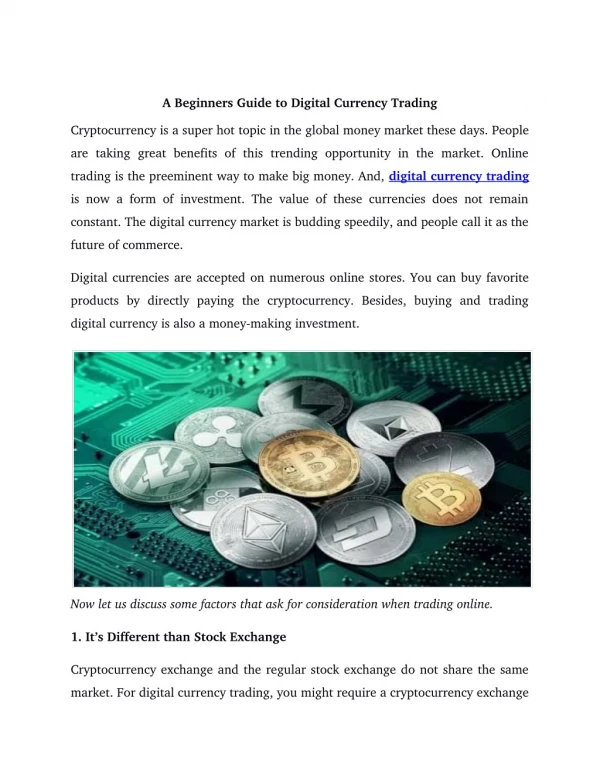 A Beginners Guide to Digital Currency Trading