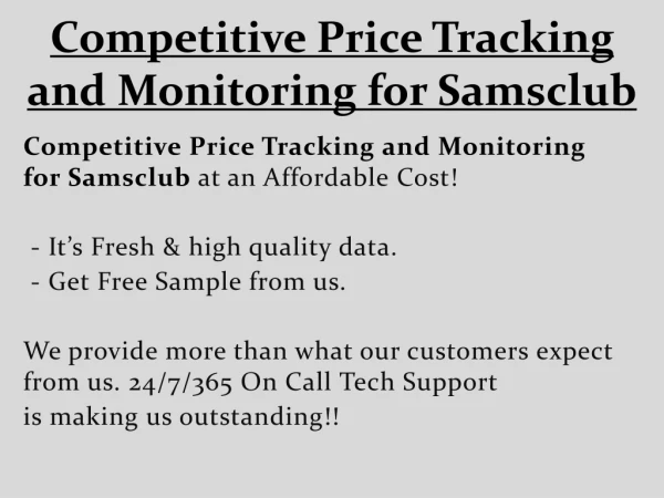 competitive price tracking and monitoring for samsclub