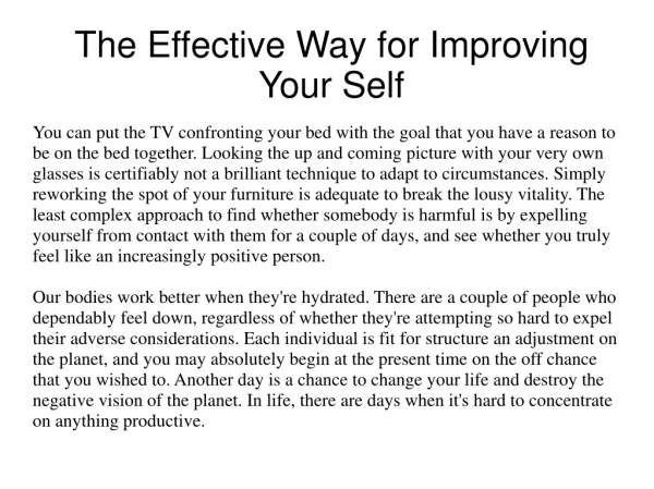 the effective way for improving your self