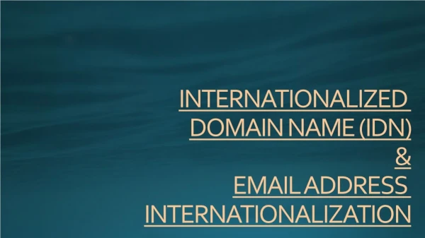INTERNATIONALIZED DOMAIN NAME (IDN) & EMAIL ADDRESS INTERNATIONALIZATION