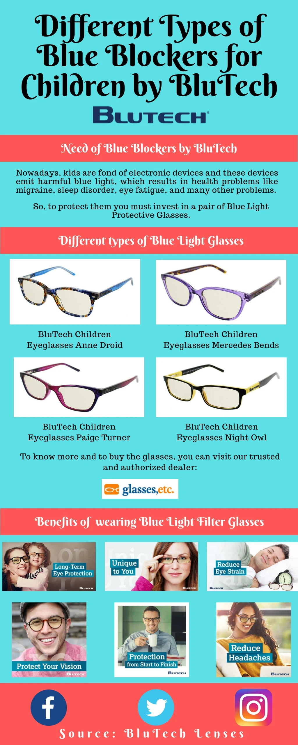 different types of blue blockers for children