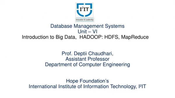 Introduction to Big Data HADOOP HDFS MapReduce - Department of Computer Engineering