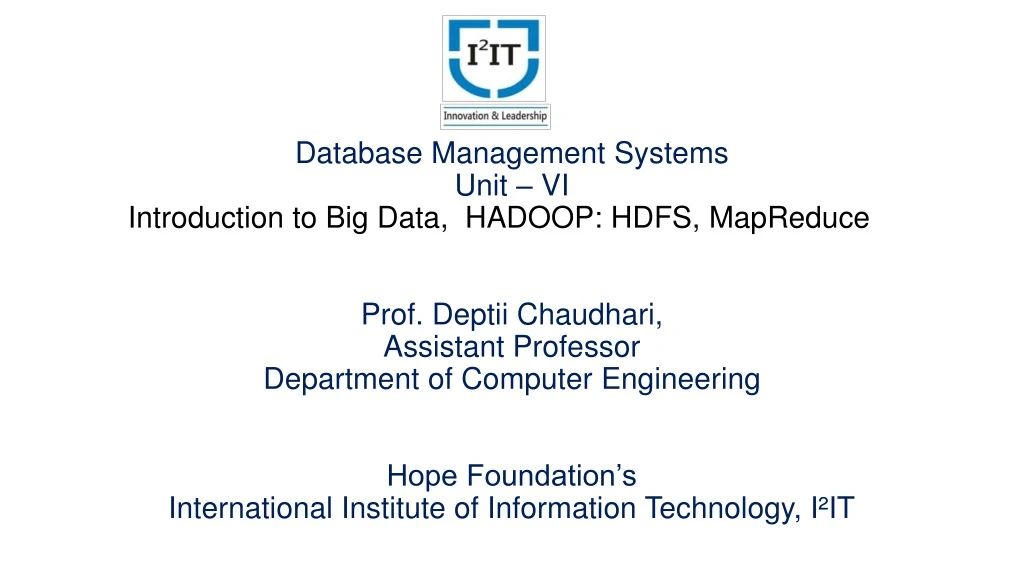 database management systems unit vi introduction