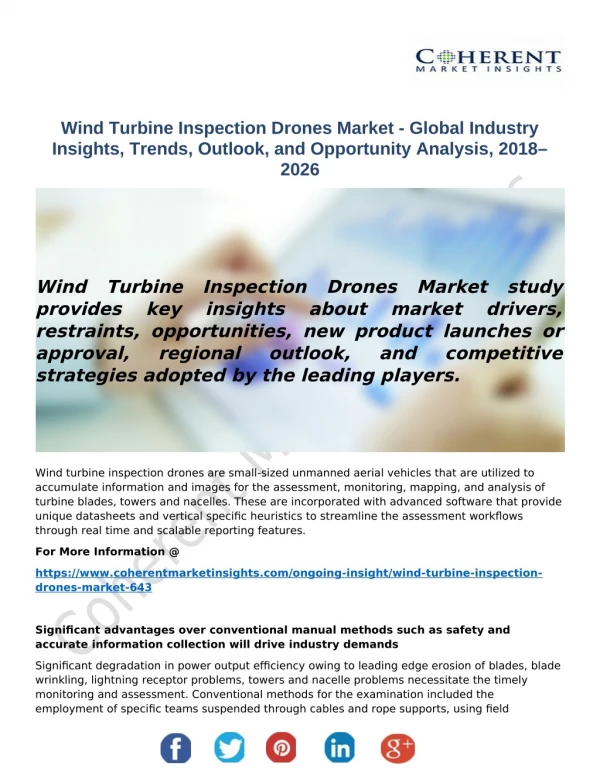 Wind Turbine Inspection Drones Market Scenario Highlighting Major Drivers & Trends, 2018-2026