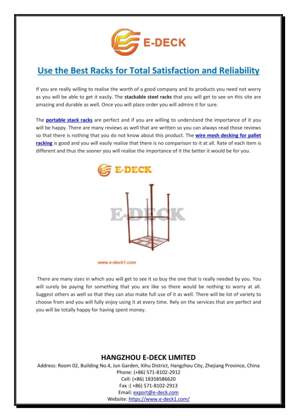 Use the Best Racks for Total Satisfaction and Reliability