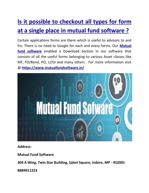 Is it possible to checkout all types for form at a single place in mutual fund software ?