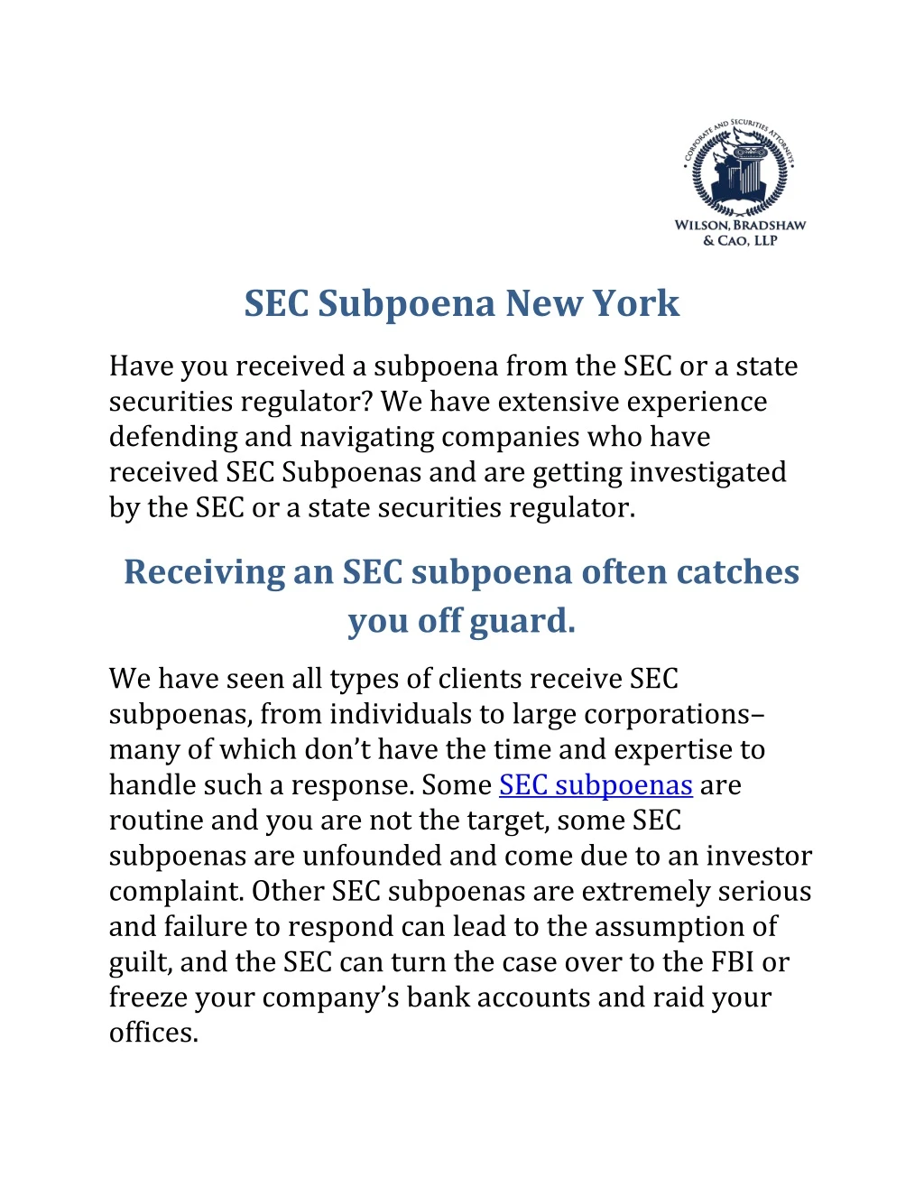 sec subpoena new york