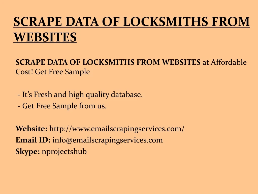 scrape data of locksmiths from websites