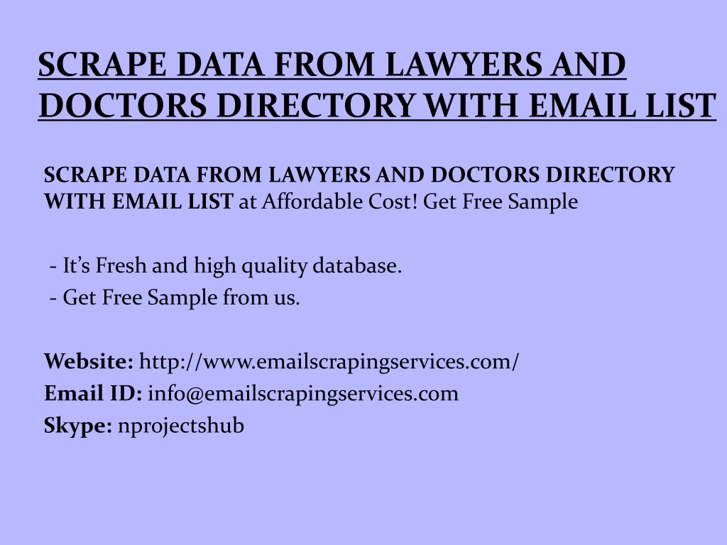 scrape data from lawyers and doctors directory with email list