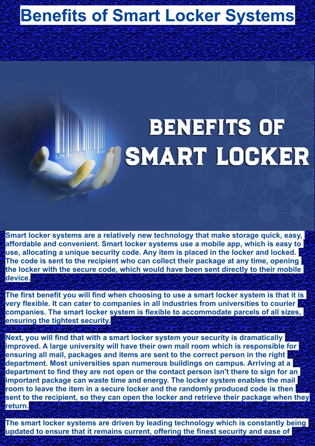 benefits of smart locker systems