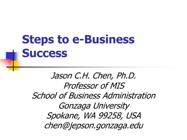Steps to e-Business Success