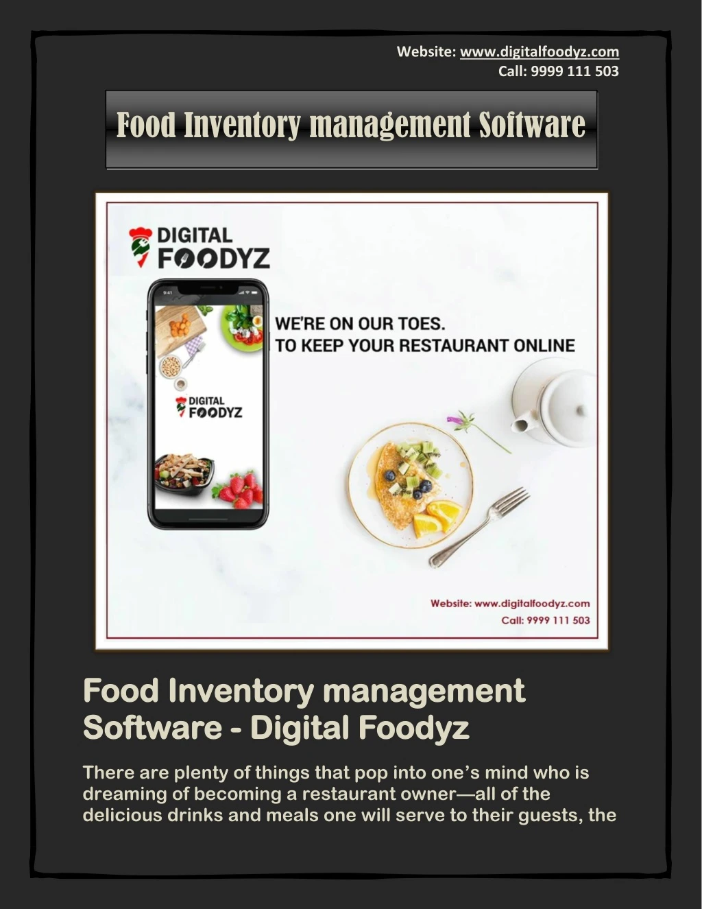 website www digitalfoodyz com call 9999 111 503