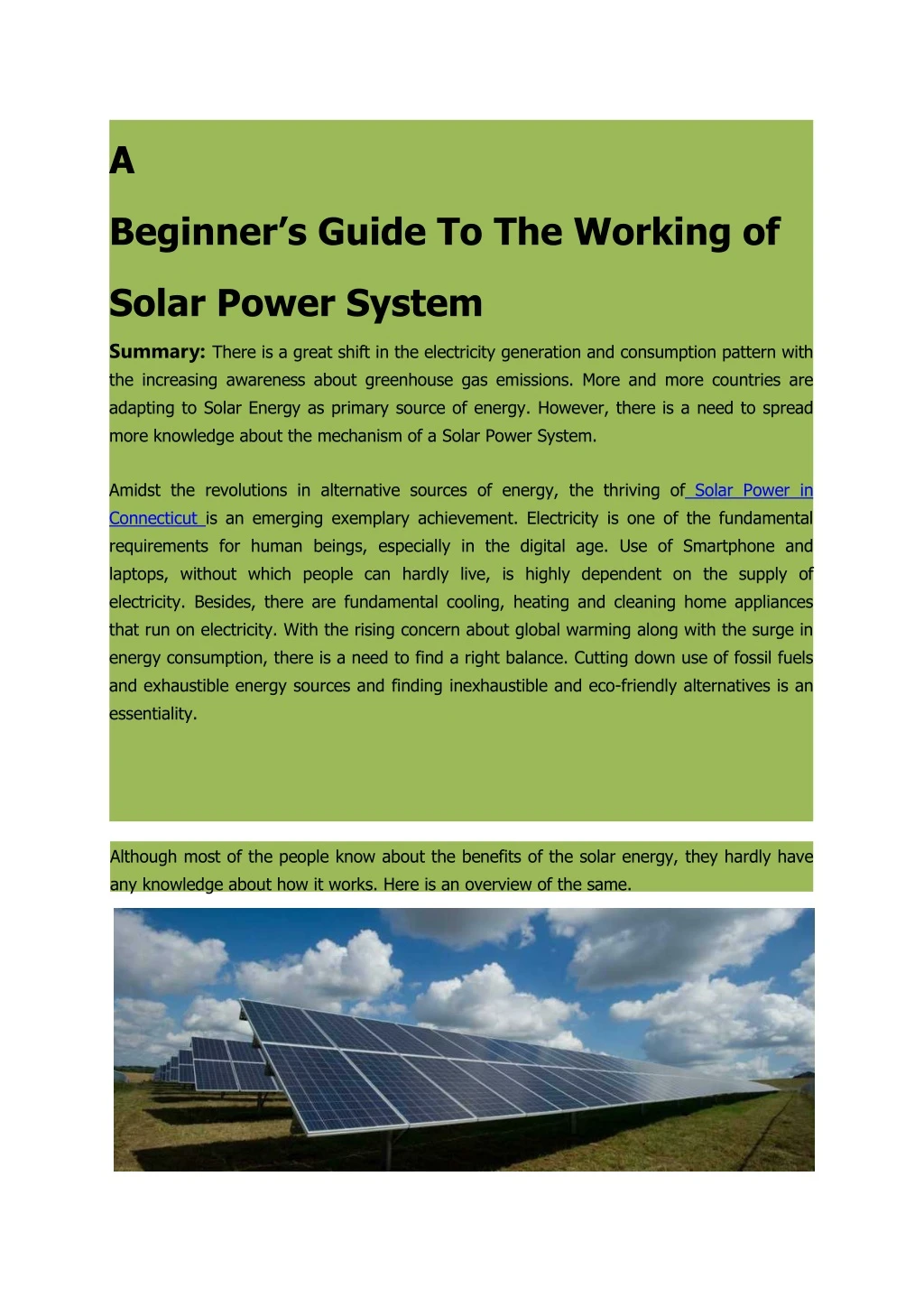 a beginner s guide to the working of solar power